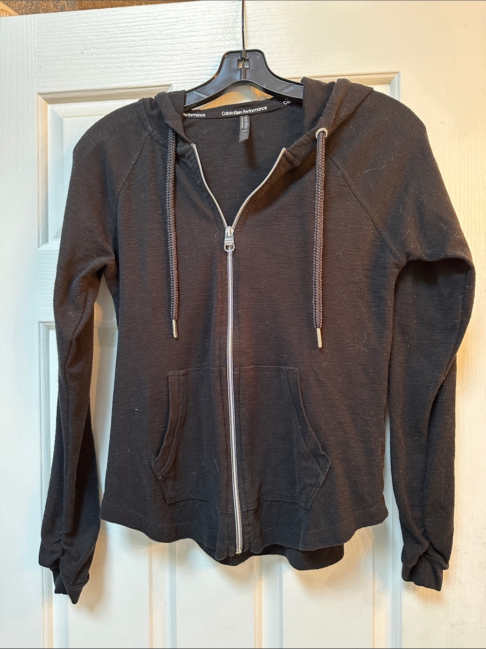 Calvin Klein Performance Black Full-Zip Hoodie with Drawstring